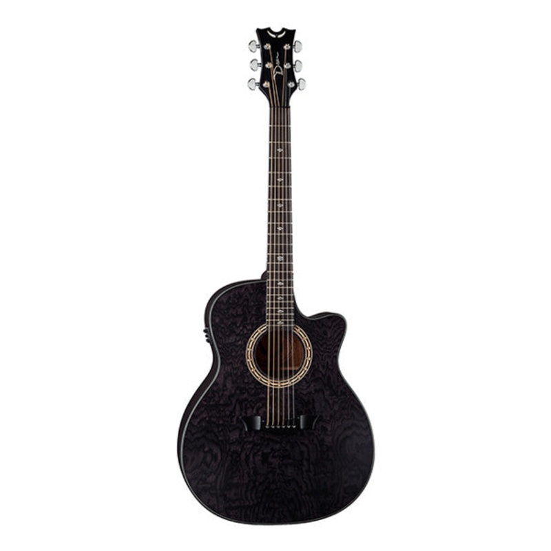 Dean Guitar Exotica Quilt Ash Cutaway Electro Acoustic Guitar – Trans Black