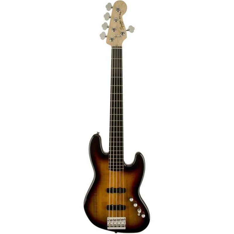 Fender Squier Deluxe Jazz Bass Active V 5 String Bass Guitar – 3 Tone Sunburst