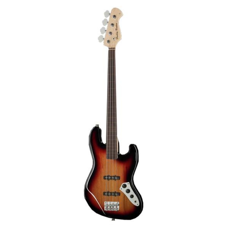 Harley Benton JB-40 Fretless Bass Guitar – 3 Tone Sunburst