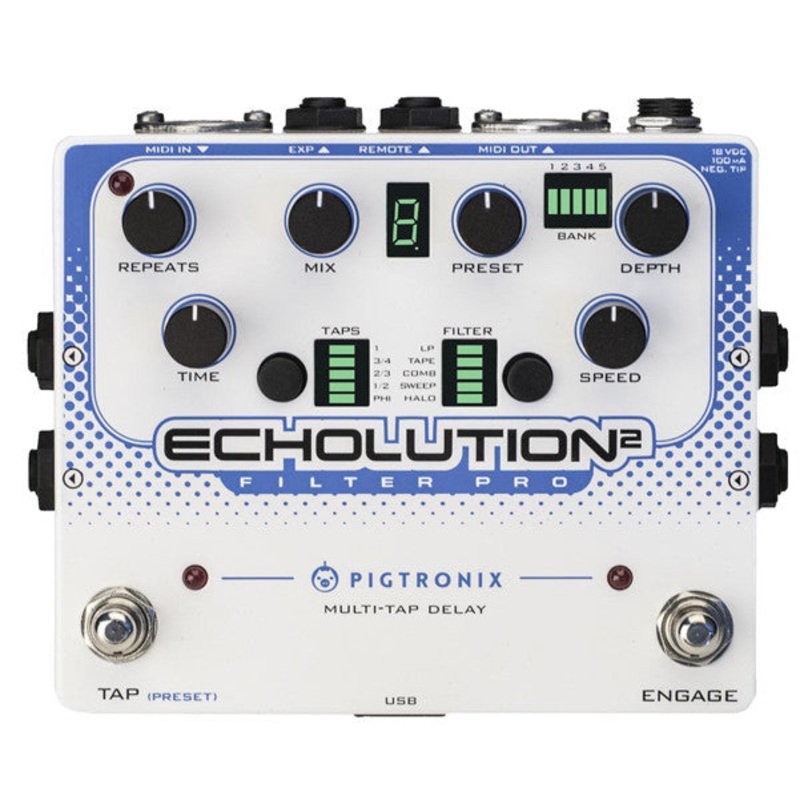 Pigtronix Echolution 2 Filter Pro Multitap Delay Effect Pedal