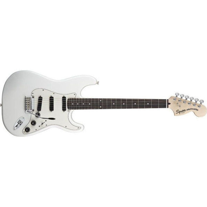 Squier by Fender Deluxe Hot Rails Stratocaster, Rosewood Fretboard – Olympic White