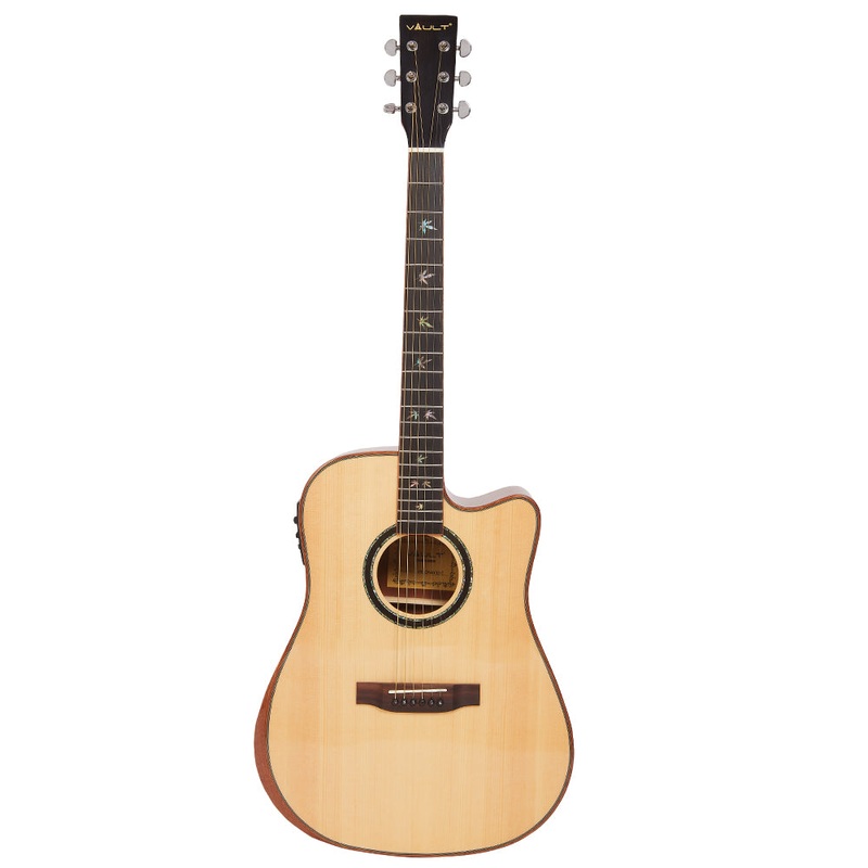 Vault DA60CE Solid Spruce Top Electro Acoustic Guitar with Dual EQ Pickup with Armrest – Open Box