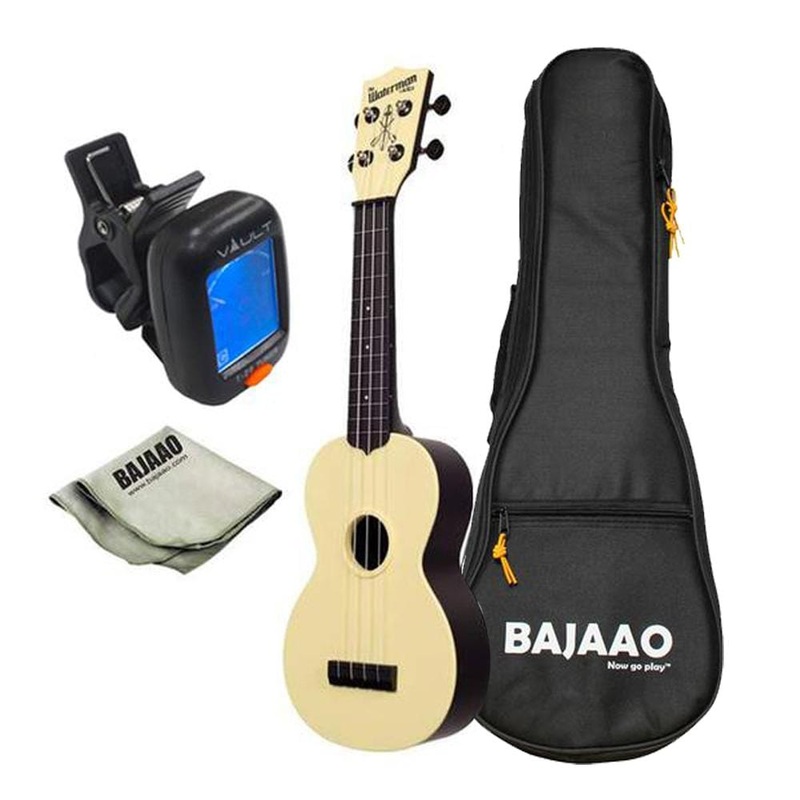 Kala MK-SWB Makala Waterman Soprano Standard Ukulele – Pale Yellow Bundle