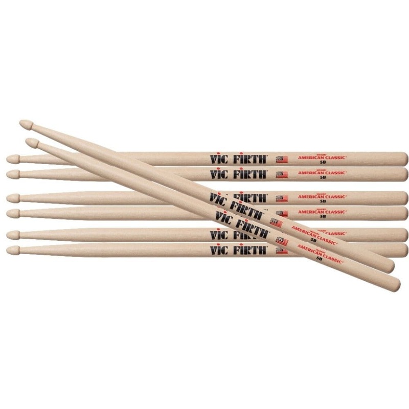 Vic Firth P5B.3-5B.1 Wooden Drum sticks (Pack of 4)