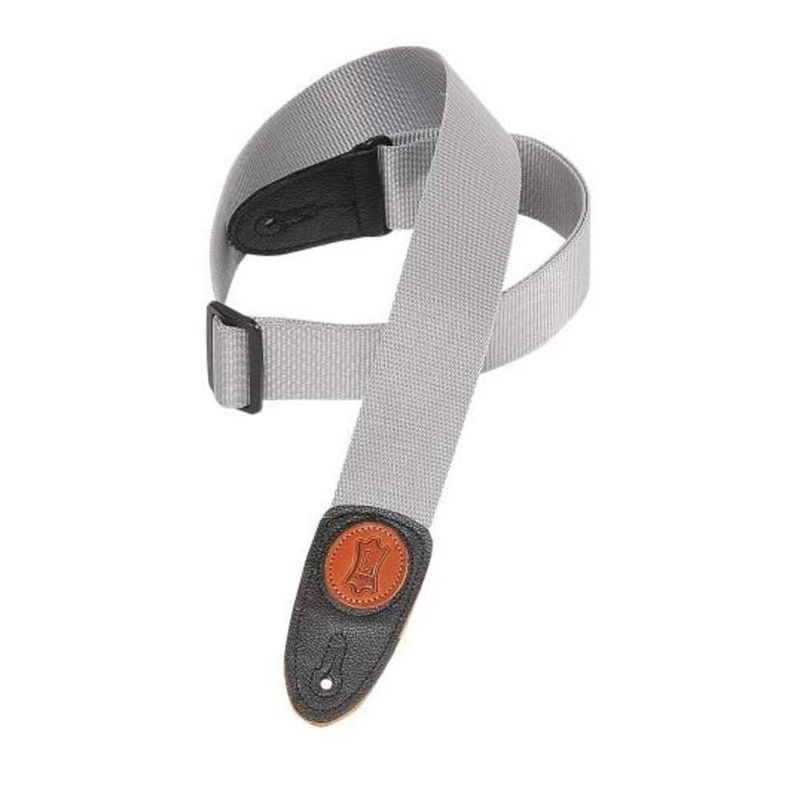 Levys MSS8-GRY Polypropylene Gray Guitar Strap with Leather Ends