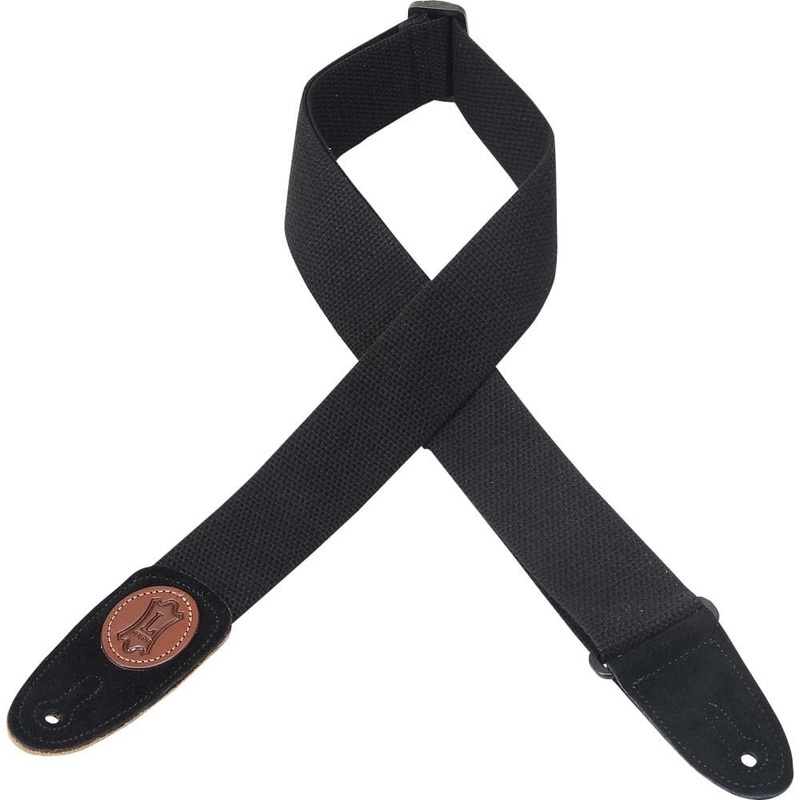 Levy’s MSSC8-BLK 2 Inch Signature Series Cotton Guitar Strap with Suede Ends- Black