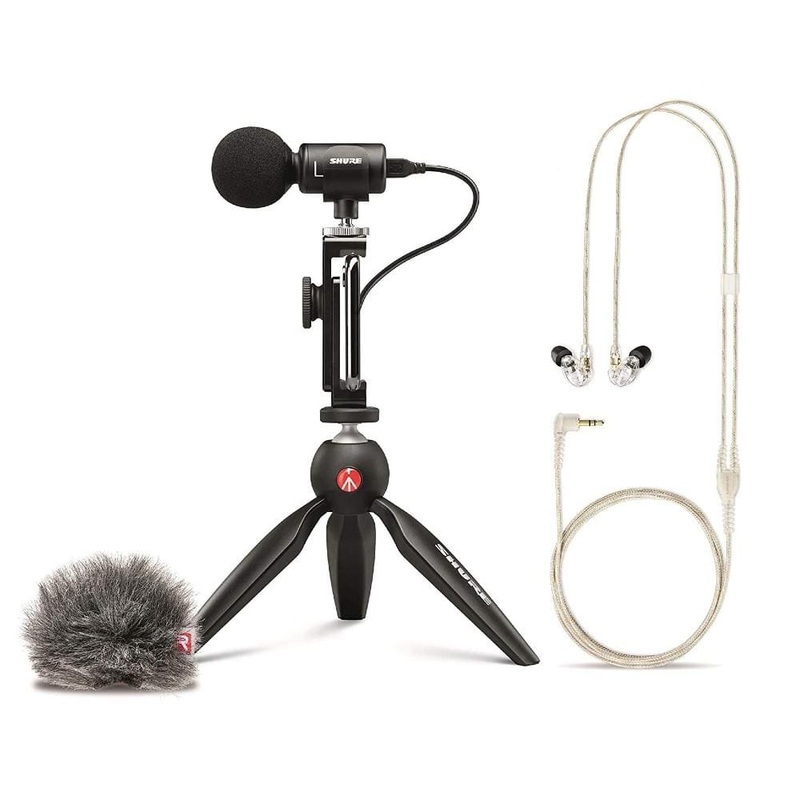 Shure MV88+ SE215 CL Portable Videography Kit- Black