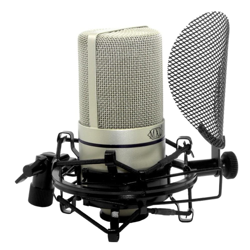 MXL 990 Condenser Microphone Complete Bundle Integrated Pop Filter With Shockmount Kit