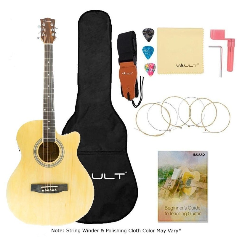 Vault EA20CE 40 Inch Cutaway Electro Acoustic Guitar With Bag, Strings, Straps, Picks, String Winder, Polishing Cloth & Ebook