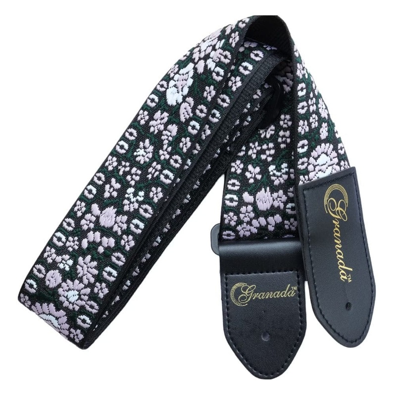 Granada GS03 Jacquard Woven Fabric Guitar Strap – Black
