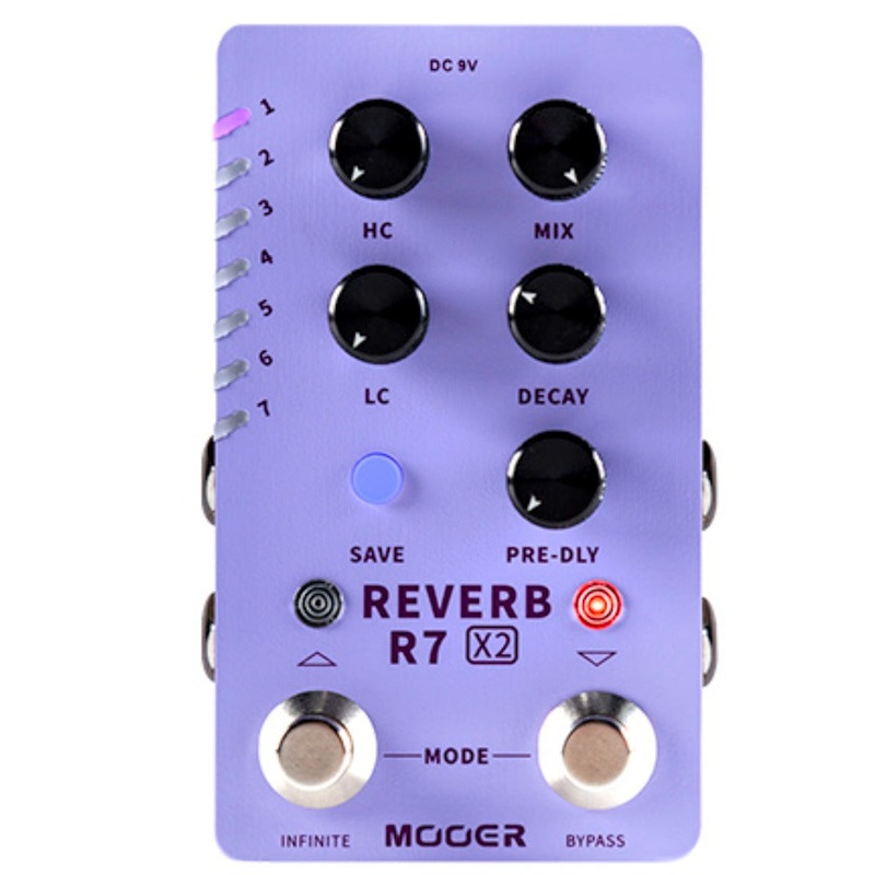 Mooer R7 Reverb X2 Dual Footswitch Stereo Reverb Pedal
