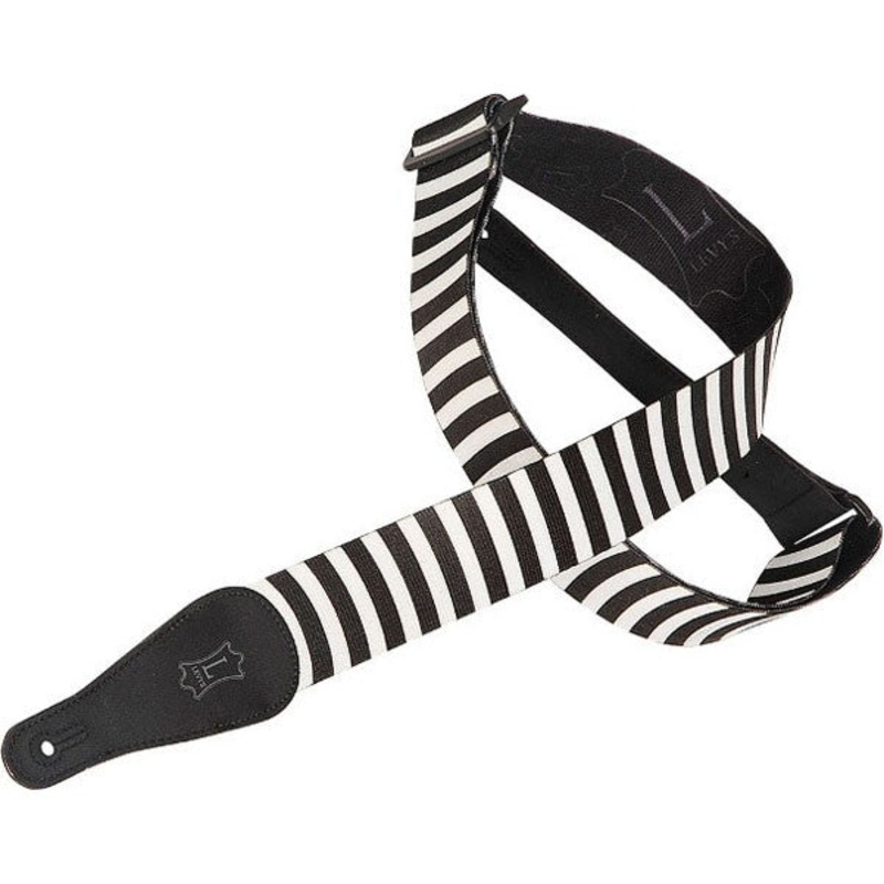 Levy’s MPS2 064 Polyester Sonic Art Black-White Stripes Guitar Strap