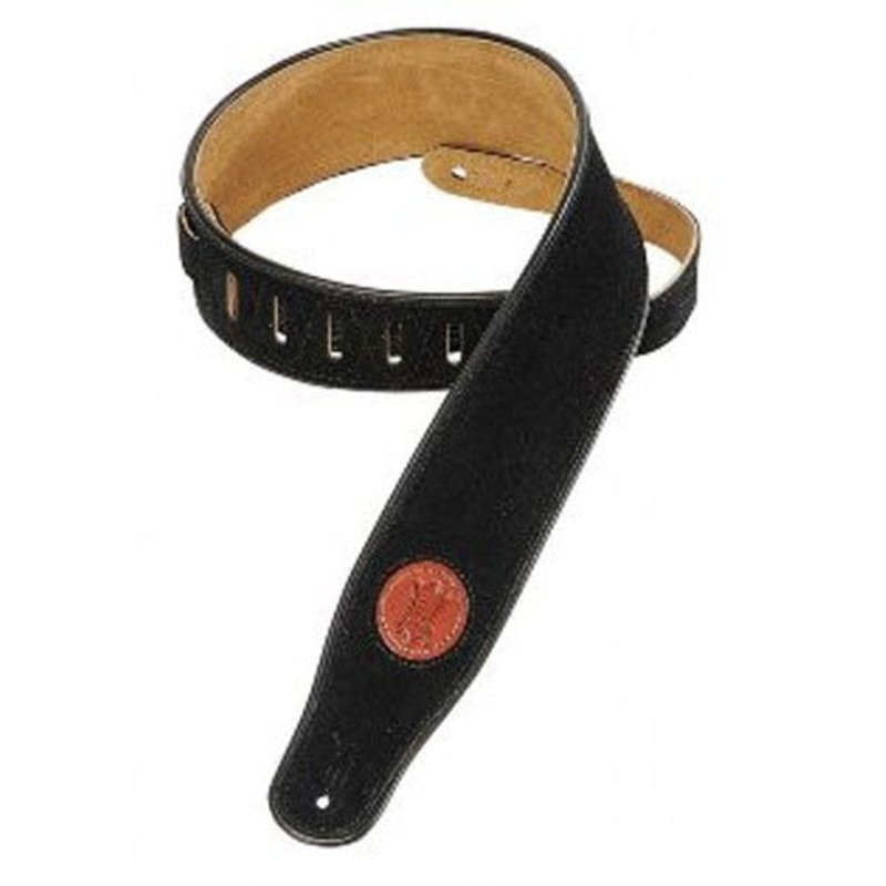 Levys 2.5inch MSS3 Black Signature Series Suede Leather Guitar Strap