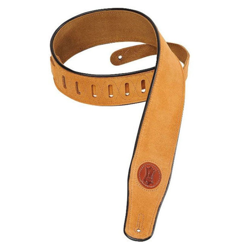 Levys MSS3-HNY Suede Leather Guitar Strap With Black Piping Honey