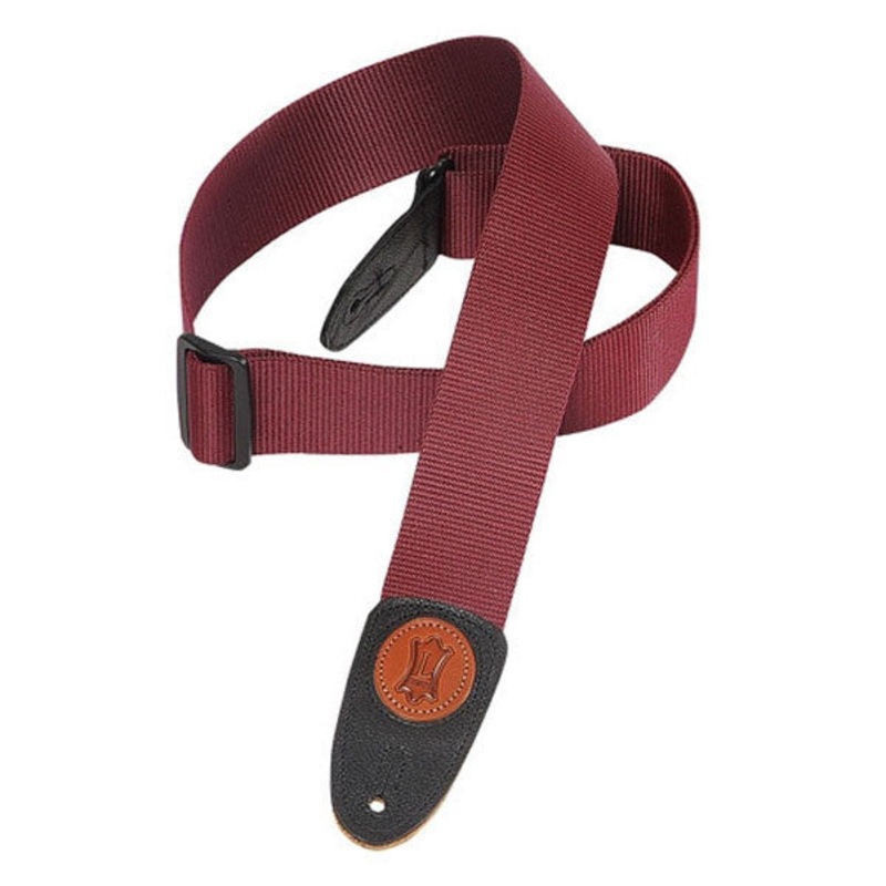 Levys MSS8BRG Polypropylene Burgundy Guitar Strap with Leather Ends