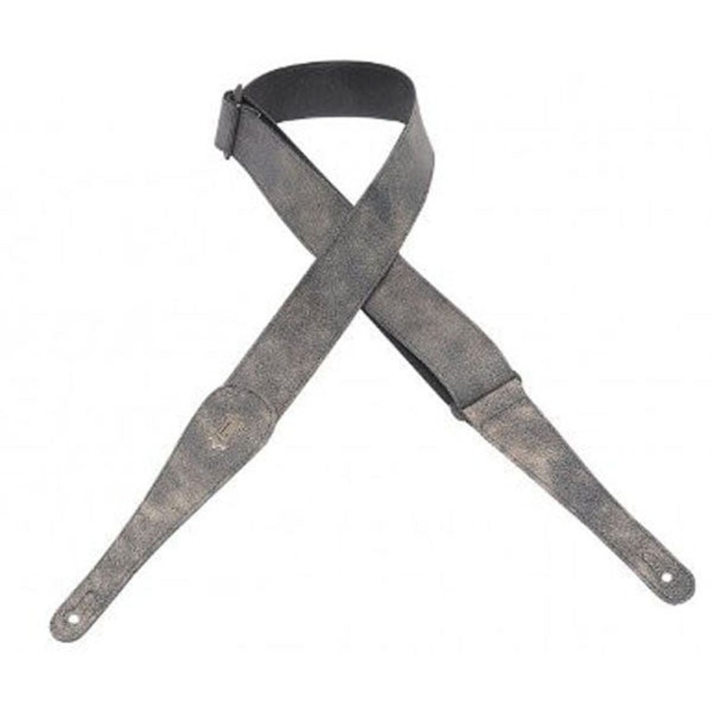 Levys 2inch M7DG Black Distressed Leather Guitar Strap