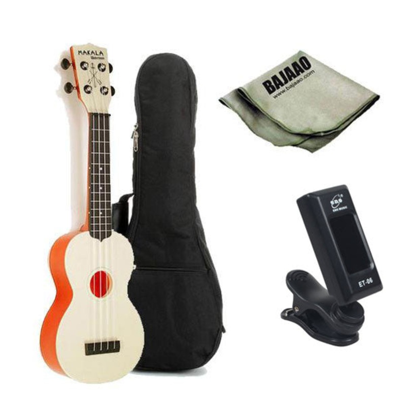 Kala MK-SWT Makala Waterman Soprano Standard Ukulele – Translucent Orange Bundle